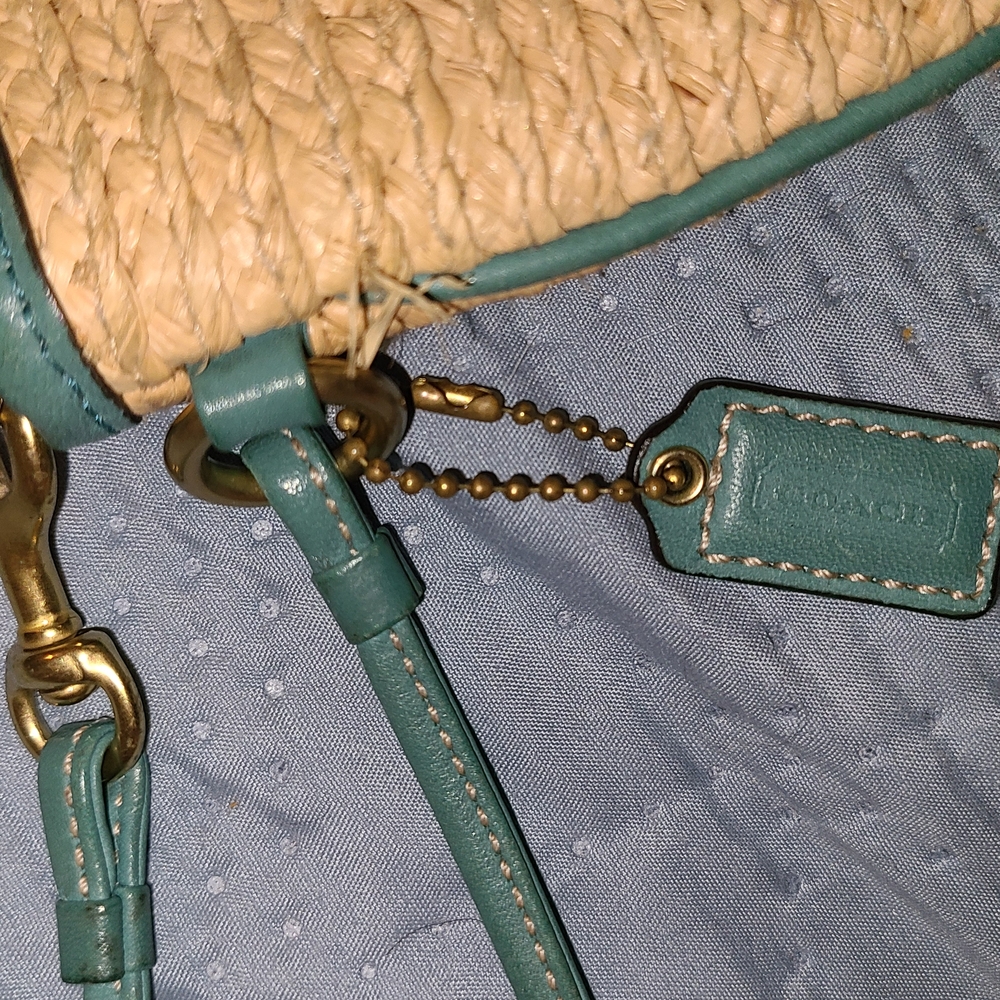 Coach Blue and Tan Mini Bag with Floral Embellishment - Picture 5 of 5